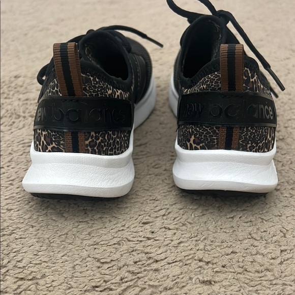 Women's New Balance Black and Leopard Print Athletic Shoes - Picture 4 of 6